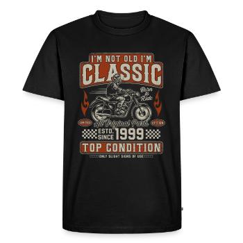 Classic 1999 Vintage Vintage Retro Motorcycle - Men's Premium Organic T-Shirt - black - Front - Nico (187cm)