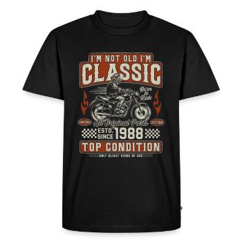 Moto rétro vintage classique de 1988 - T-shirt Premium bio Homme - noir - Devant - Nico (187cm)