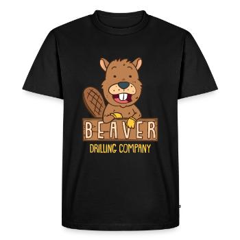 Castor drôle humour forêt rivière barrage bois - T-shirt Premium bio Homme - noir - Devant - Nico (187cm)
