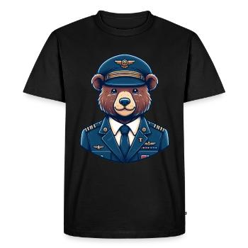 Cute Bear Pilot - Men's Premium Organic T-Shirt - black - Front - Nico (187cm)