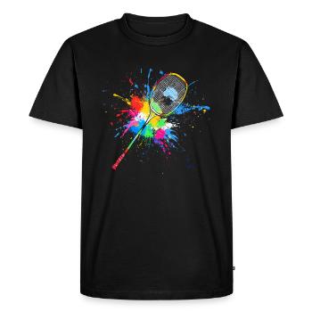Raquette de badminton colorée Badminton - T-shirt Premium bio Homme - noir - Devant - Nico (187cm)