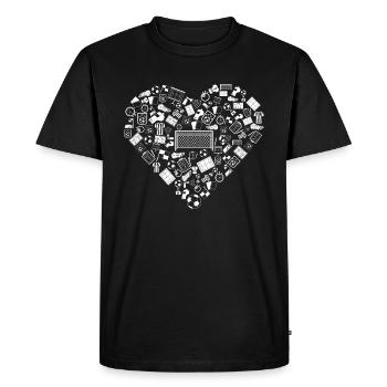 J'aime le football | Stade de sports de balle - T-shirt Premium bio Homme - noir - Devant - Nico (187cm)