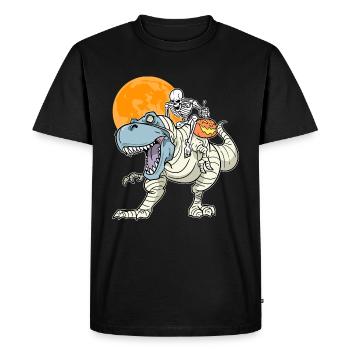 Skeleton Riding Mom Dinosaur - Men's Premium Organic T-Shirt - black - Front - Nico (187cm)