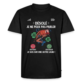 idee cadeau homme pour Papa et papy Pêcheur Pêche - T-shirt Premium bio Homme - noir - Devant - Nico (187cm)