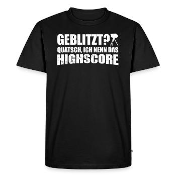 Test de la foudre Vitesse radar de la voiture flashée - T-shirt Premium bio Homme - noir - Devant - Nico (187cm)