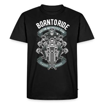 Born To Ride Skull Biker Motorcyclist Skull - Men's Premium Organic T-Shirt - black - Front - Nico (187cm)