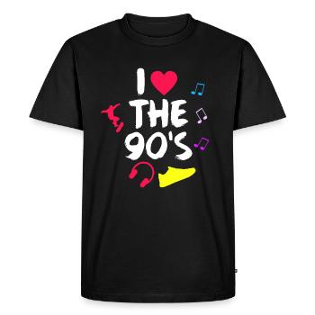 I LOVE 90 1990's Retro Vintage - Men's Premium Organic T-Shirt - black - Front - Nico (187cm)