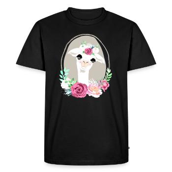 Lama flower power birthday gift idea - Men's Premium Organic T-Shirt - black - Front - Nico (187cm)