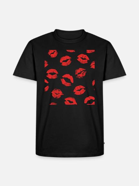 Kys Kys Munden Læber Tungen Kærlighed - Herre Premium økologisk T-shirt - sort