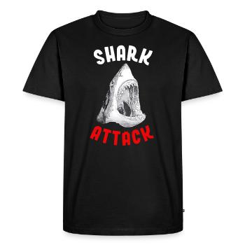 Shark Attack Danger Funny Beach Gift Idea - Men's Premium Organic T-Shirt - black - Front - Nico (187cm)