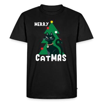 Chats Noël Xmas Miau Idée cadeau - T-shirt Premium bio Homme - noir - Devant - Nico (187cm)