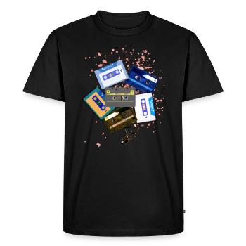 Retro vintage tape cassette 80s - Men's Premium Organic T-Shirt - black - Front - Nico (187cm)