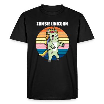 Licorne zombie horreur cadeau - T-shirt Premium bio Homme - noir - Devant - Nico (187cm)