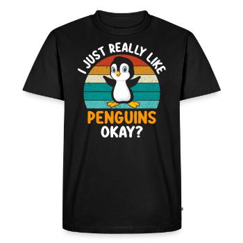 Manchot alerte T-shirt idée cadeau - T-shirt Premium bio Homme - noir - Devant - Nico (187cm)