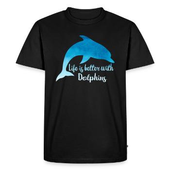 Dolphin T-shirt Blue gift idea - Men's Premium Organic T-Shirt - black - Front - Nico (187cm)