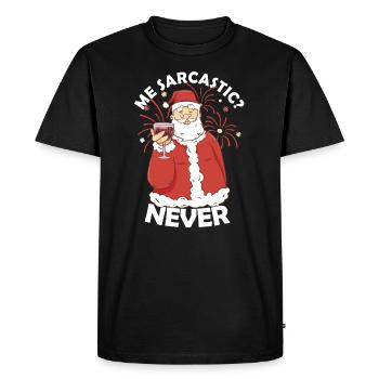Moi sarcastique jamais Père Noël Sarcasme Noël - T-shirt Premium bio Homme - noir - Devant - Nico (187cm)