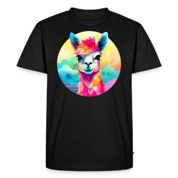 Lama sucré - T-shirt Premium bio Homme - noir - Devant - Nico (187cm)