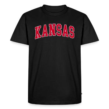Kansas rouge blanc - T-shirt Premium bio Homme - noir - Devant - Nico (187cm)