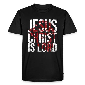 Jésus-Christ est Seigneur - T-shirt Premium bio Homme - noir - Devant - Nico (187cm)