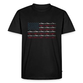 Sous-marin vintage Drapeau américain 4 juillet Marine - T-shirt Premium bio Homme - noir - Devant - Nico (187cm)
