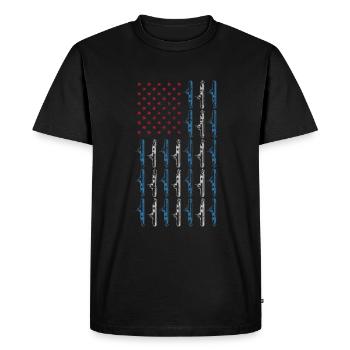 Sous-marin drapeau américain 4 juillet Navy USA - T-shirt Premium bio Homme - noir - Devant - Nico (187cm)