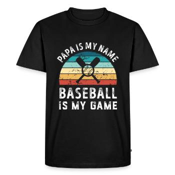 Papa est mon nom Le baseball est mon jeu Papa Pères - T-shirt Premium bio Homme - noir - Devant - Nico (187cm)