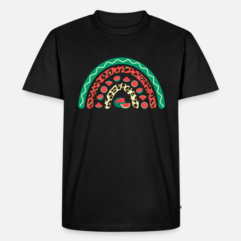 Wassermelone Süßer Sommer Regenbogen Leopard - Männer Premium Bio T-Shirt - Schwarz
