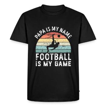 Papa est mon nom Le football est mon jeu Papa Pères - T-shirt Premium bio Homme - noir - Devant - Nico (187cm)