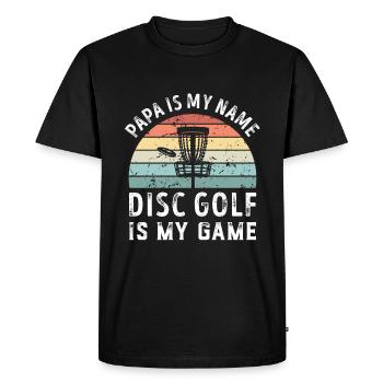 Papa est mon nom Disc Golf est mon jeu Papa Pères - T-shirt Premium bio Homme - noir - Devant - Nico (187cm)