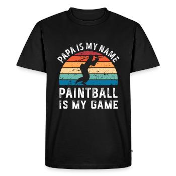 Papa est mon nom Paintball est mon jeu Papa Pères - T-shirt Premium bio Homme - noir - Devant - Nico (187cm)