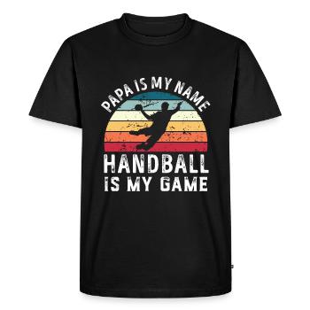 Papa est mon nom Le handball est mon jeu Papa Pères - T-shirt Premium bio Homme - noir - Devant - Nico (187cm)