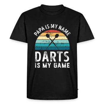 Papa est mon nom Fléchettes est mon jeu Papa Fête des Pères - T-shirt Premium bio Homme - noir - Devant - Nico (187cm)