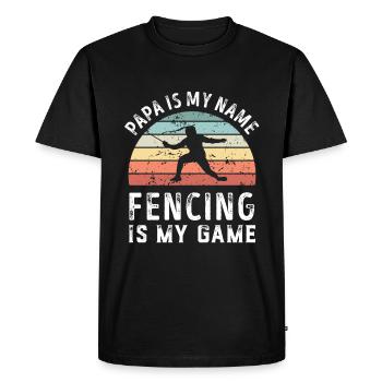 Papa est mon nom L’escrime est mon jeu Papa Pères - T-shirt Premium bio Homme - noir - Devant - Nico (187cm)