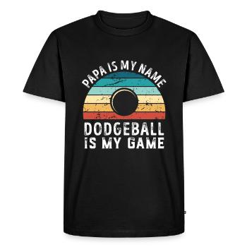 Papa est mon nom Dodgeball est mon jeu Papa Pères - T-shirt Premium bio Homme - noir - Devant - Nico (187cm)