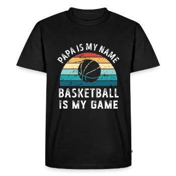 Papa est mon nom Basketball est mon jeu Papa Pères - T-shirt Premium bio Homme - noir - Devant - Nico (187cm)