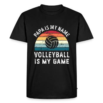 Papa est mon nom Volleyball est mon jeu Papa Pères - T-shirt Premium bio Homme - noir - Devant - Nico (187cm)