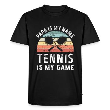 Papa est mon nom Le tennis est mon jeu Papa Fête des Pères - T-shirt Premium bio Homme - noir - Devant - Nico (187cm)
