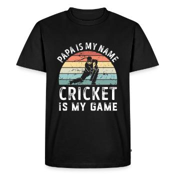 Papa est mon nom Cricket est mon jeu Papa Pères - T-shirt Premium bio Homme - noir - Devant - Nico (187cm)
