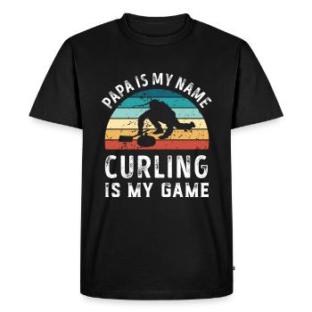 Papa est mon nom Curling est mon jeu Papa Pères - T-shirt Premium bio Homme - noir - Devant - Nico (187cm)
