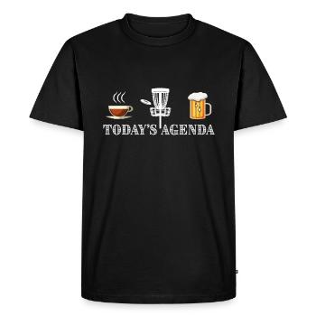 Today's Agenda Coffee Disc Golf Beer Funny Gift - Men's Premium Organic T-Shirt - black - Front - Nico (187cm)