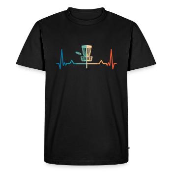 Disque Vintage Golf Heartbeat Drôle - T-shirt Premium bio Homme - noir - Devant - Nico (187cm)