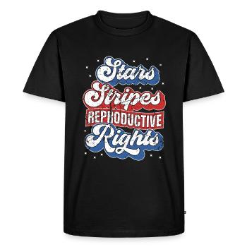 Retro Stars Stripes Reproductive Rights 4th of - Men's Premium Organic T-Shirt - black - Front - Nico (187cm)