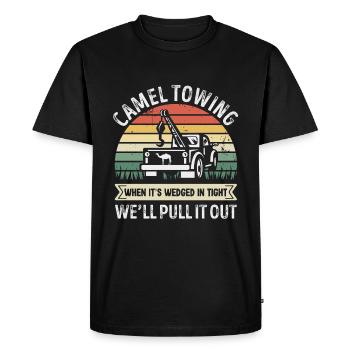 Drôle de camel remorquage rétro cadeau de Noël - T-shirt Premium bio Homme - noir - Devant - Nico (187cm)