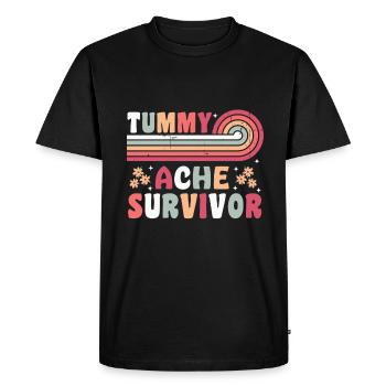 Tummy Ache Survivor Retro 70s Gift - Men's Premium Organic T-Shirt - black - Front - Nico (187cm)