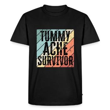 Vintage Tummy Ache Survivor distressed - Men's Premium Organic T-Shirt - black - Front - Nico (187cm)