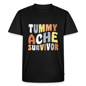 Tummy Ache Survivor Quote - Men's Premium Organic T-Shirt - black - Front - Nico (187cm)