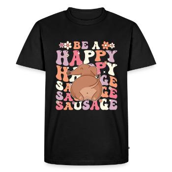 Be a Happy Sausage Dog Funny Cute Dachshund - Men's Premium Organic T-Shirt - black - Front - Nico (187cm)