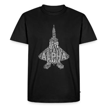 Military Jet Pilot Gift Aviation Phonology - Men's Premium Organic T-Shirt - black - Front - Nico (187cm)
