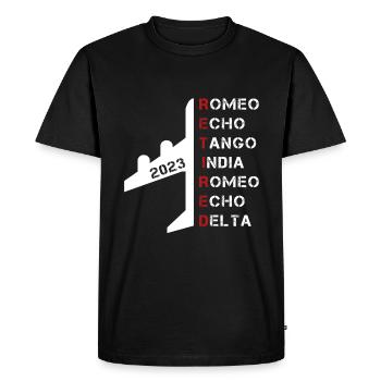 Retraité pilote 2023 Retraite de l’alphabet phonétique - T-shirt Premium bio Homme - noir - Devant - Nico (187cm)