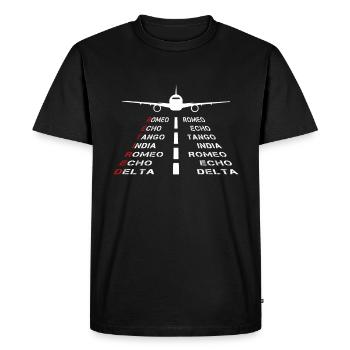 Pilote à la retraite Alphabet phonétique Avion d’aviation - T-shirt Premium bio Homme - noir - Devant - Nico (187cm)